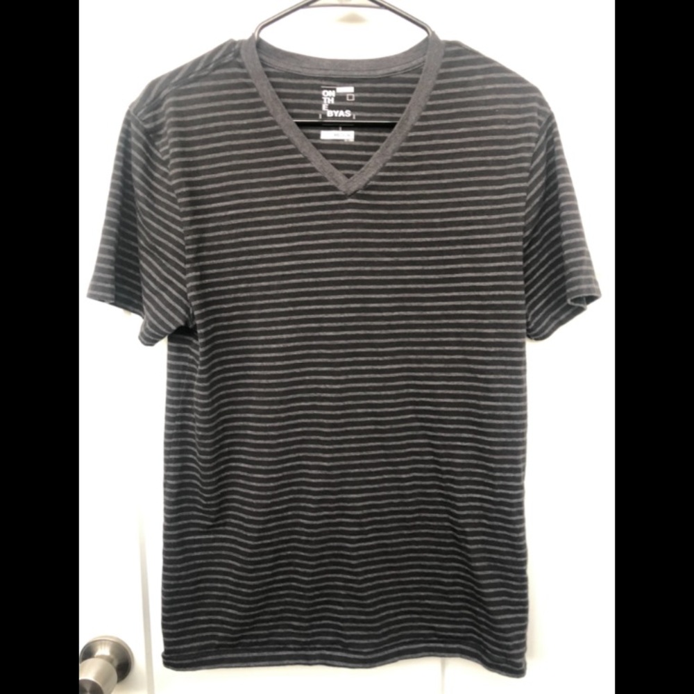 On The Byas Grey & Black Striped T-shirt